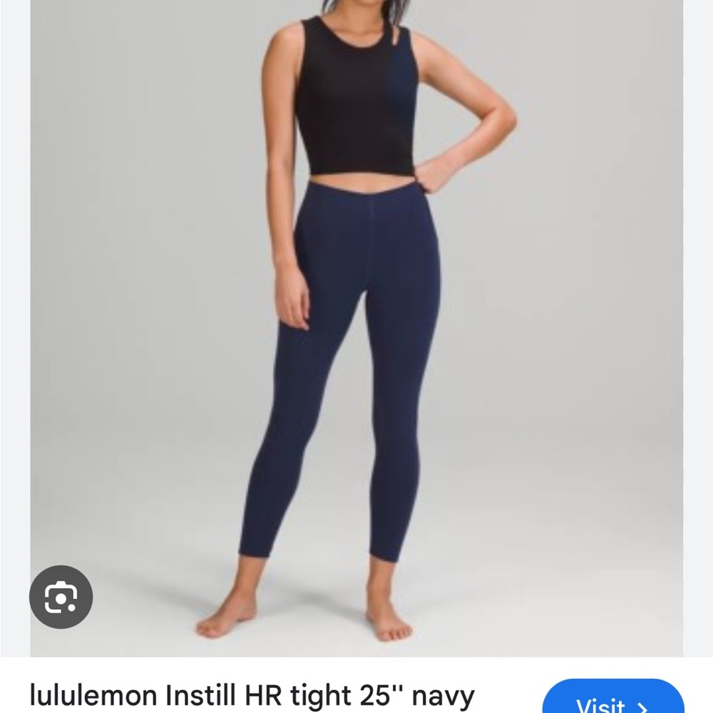Lululemon navy Instill high rise right leggings size 8
